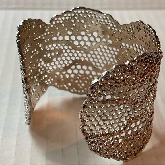 AURELIE BIDERMANN Rose Gold Lace Cuff Bracelet Authentic Jewelry France Like New - Picture 3 of 14